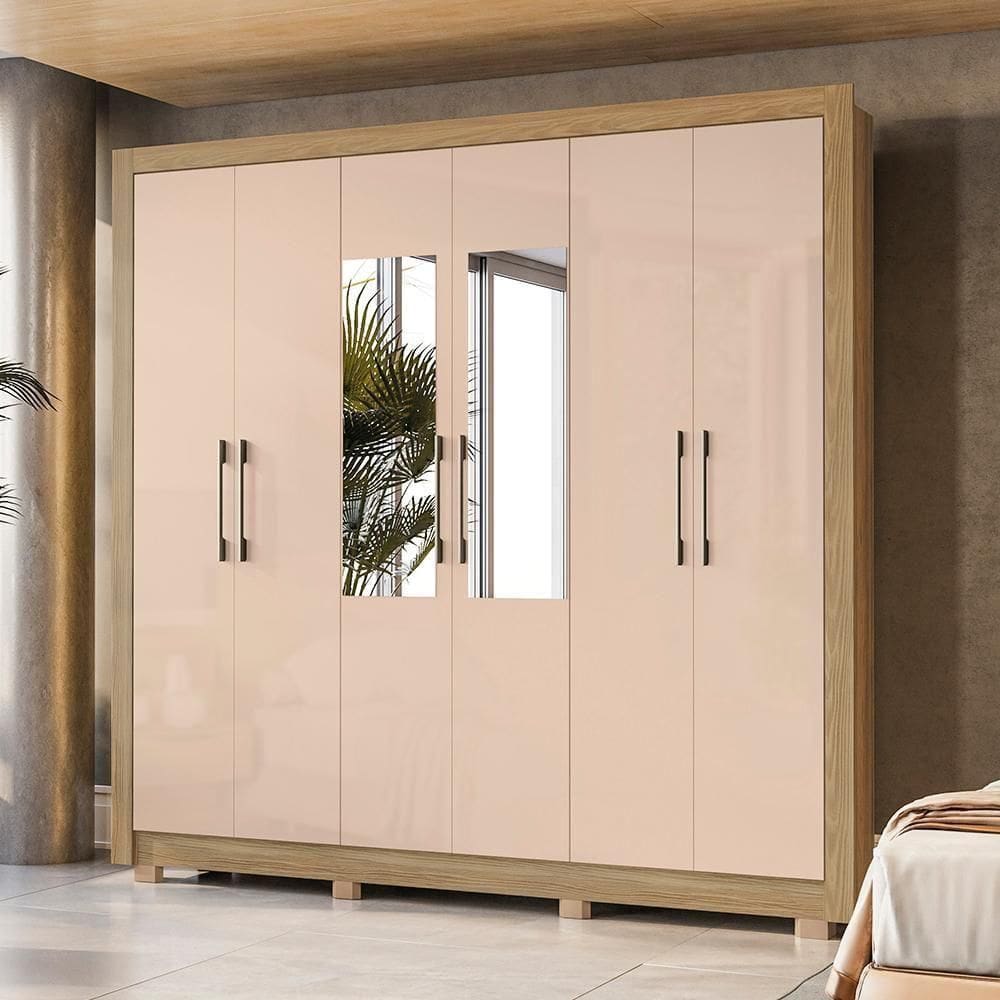 Guarda Roupa Kappesberg Com Pés E Espelho 6 Portas 4 Gavetas