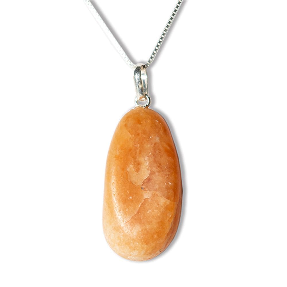 Colar Pedrinha Calcita Laranja Natural Pino Prata 950