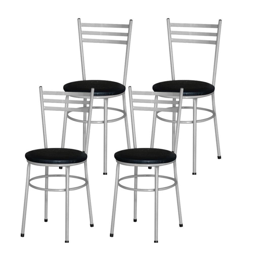 Conjunto 4 Cadeiras Epoxi Cinza Para Cozinha Cor:preto