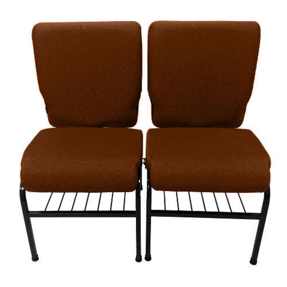 02 Cadeiras Para Igrejas C/ Porta Biblía E Porta Cálice Marrom