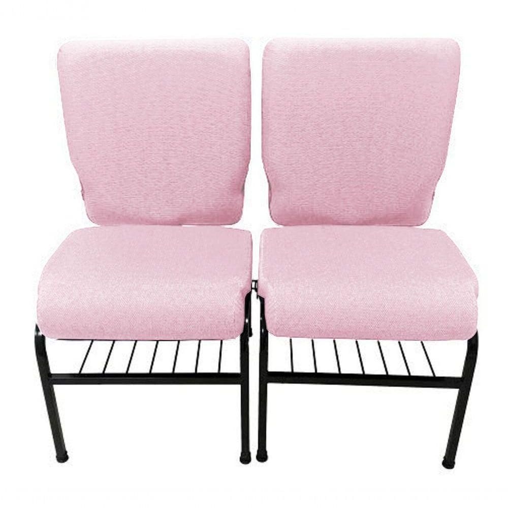 02 Cadeiras Para Igrejas C/ Porta Biblía E Porta Cálice Rosa