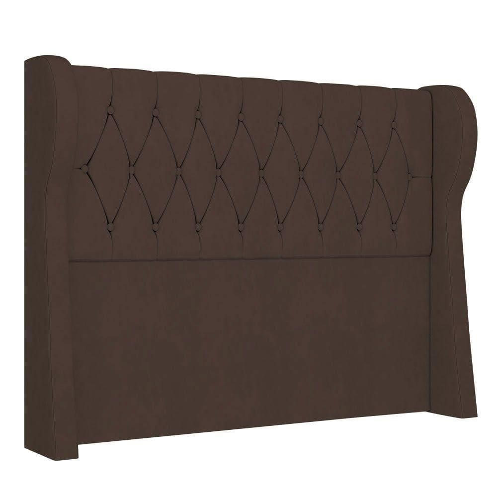 Cabeceira Casal Cama Box 140cm Malva I02 Veludo Marrom Mpozenato