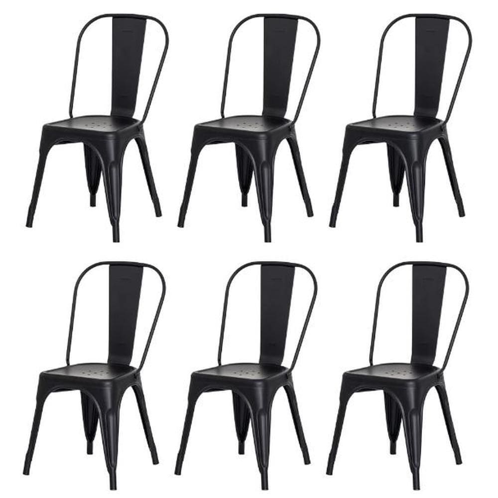 Conjunto 6 Cadeiras Iron Fosca Móveis Preto