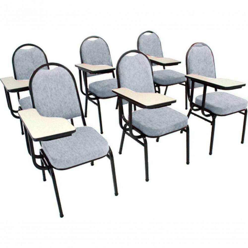 Kit Com 6 Cadeiras Para Auditórios Linha Hotel Cinza
