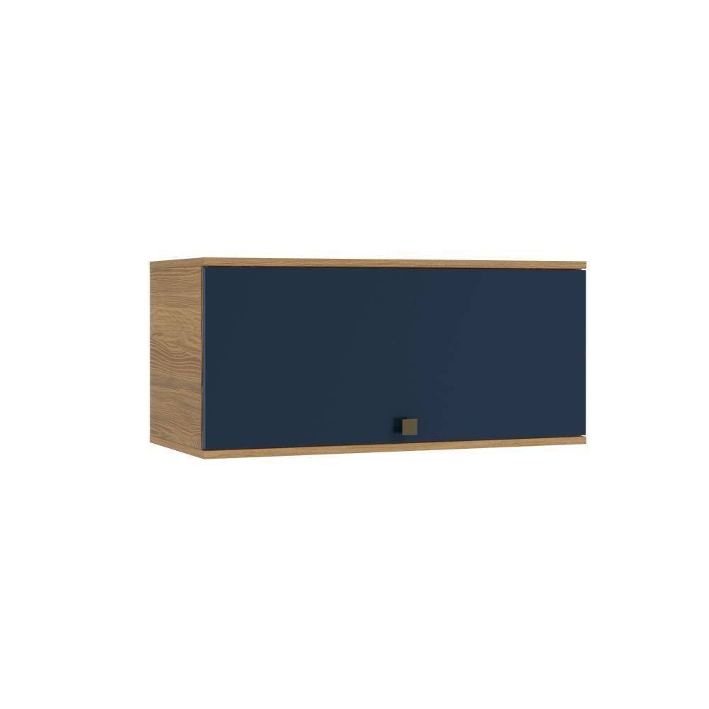 Armário Aéreo Celeste Kappesberg 100% Mdf 1 Porta Basculante Nogueira/azul 80cm