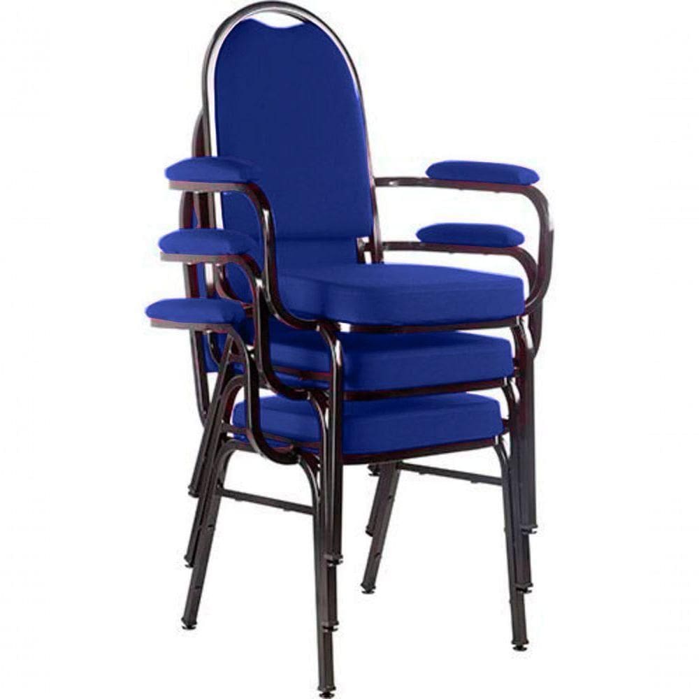 Kit Com 3 Cadeiras Para Auditório Linha Hotel Azul