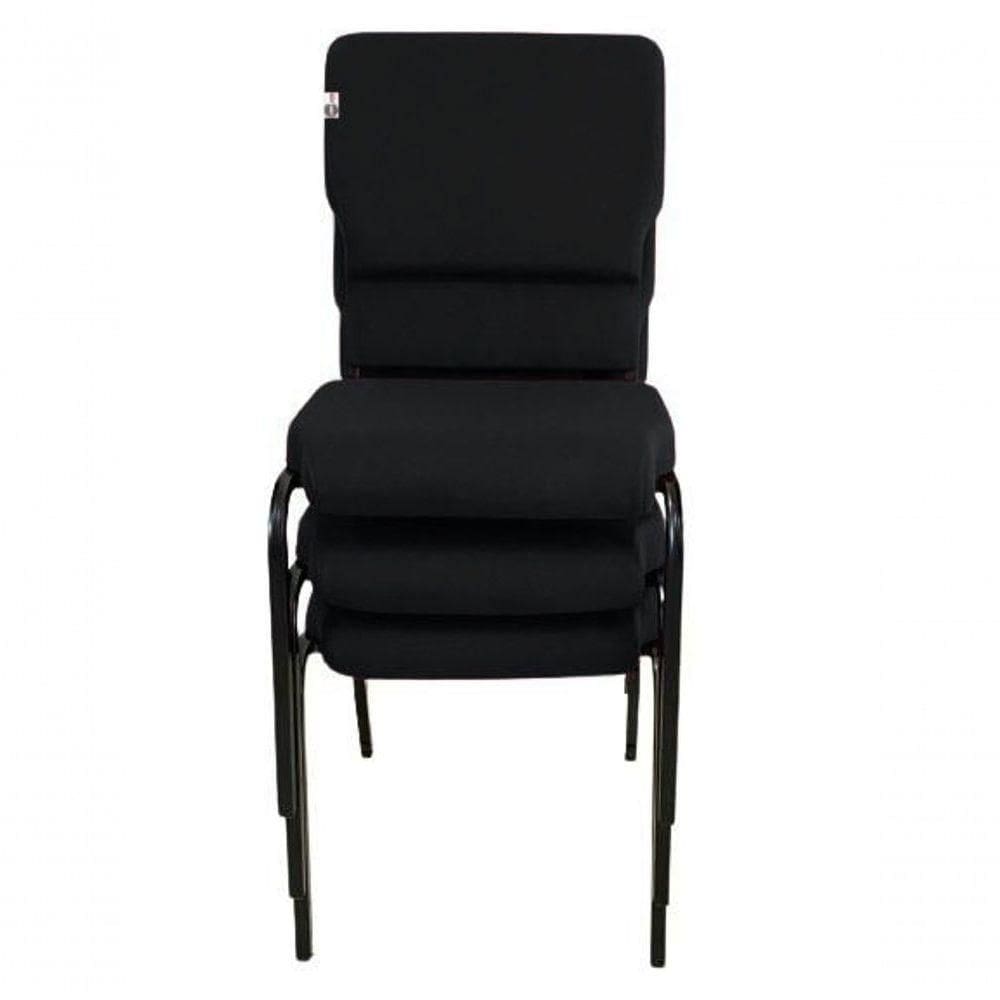 03 Cadeiras Empilhável Para Igrejas Evangélicas Linha Church Preto
