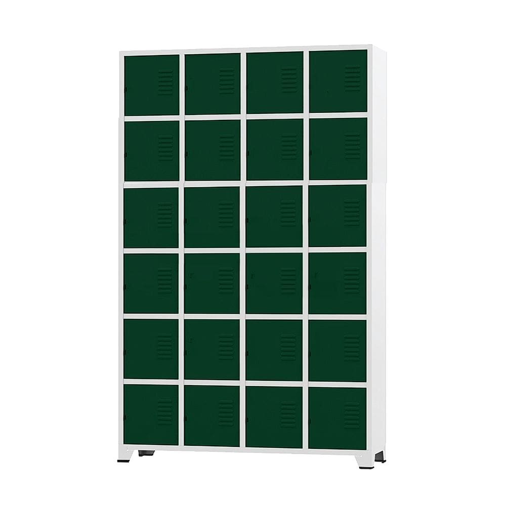 Armário Roupeiro De Aço 24 Portas Para Vestiário Academia Locker Verde Escuro com Chave