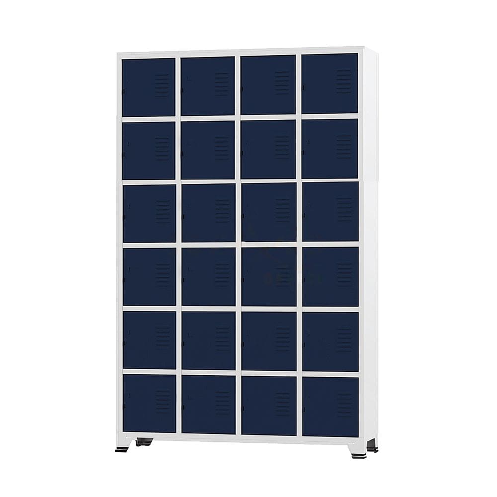 Armário Roupeiro De Aço 24 Portas Para Vestiário Academia Locker Azul Marinho com Chave