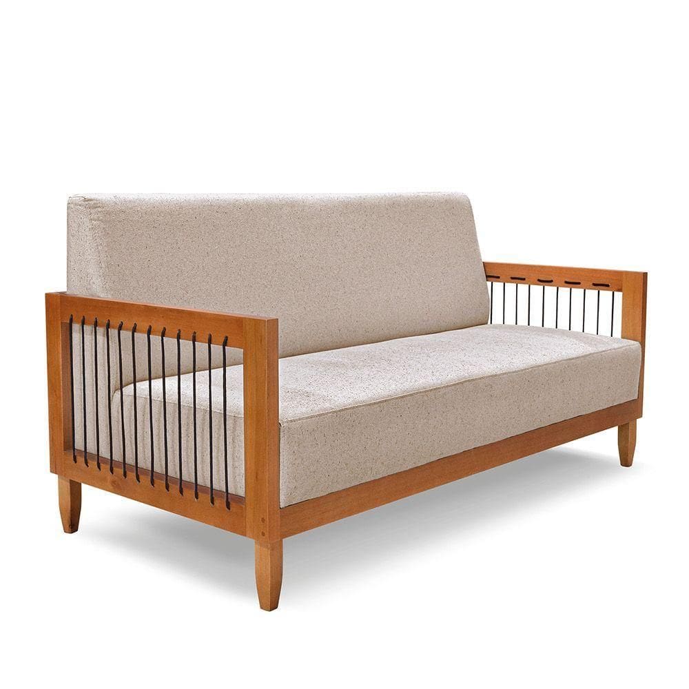 Sofá 2 Lugares Base De Madeira Mariana 160 Cm Linho S04 - D`rossi Cor Areia