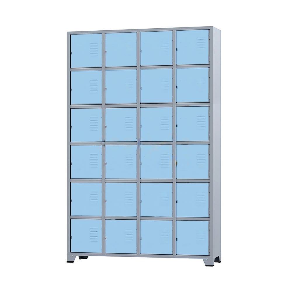 Armário Roupeiro De Aço 24 Portas Para Vestiário Academia Locker Azul Claro com Chave