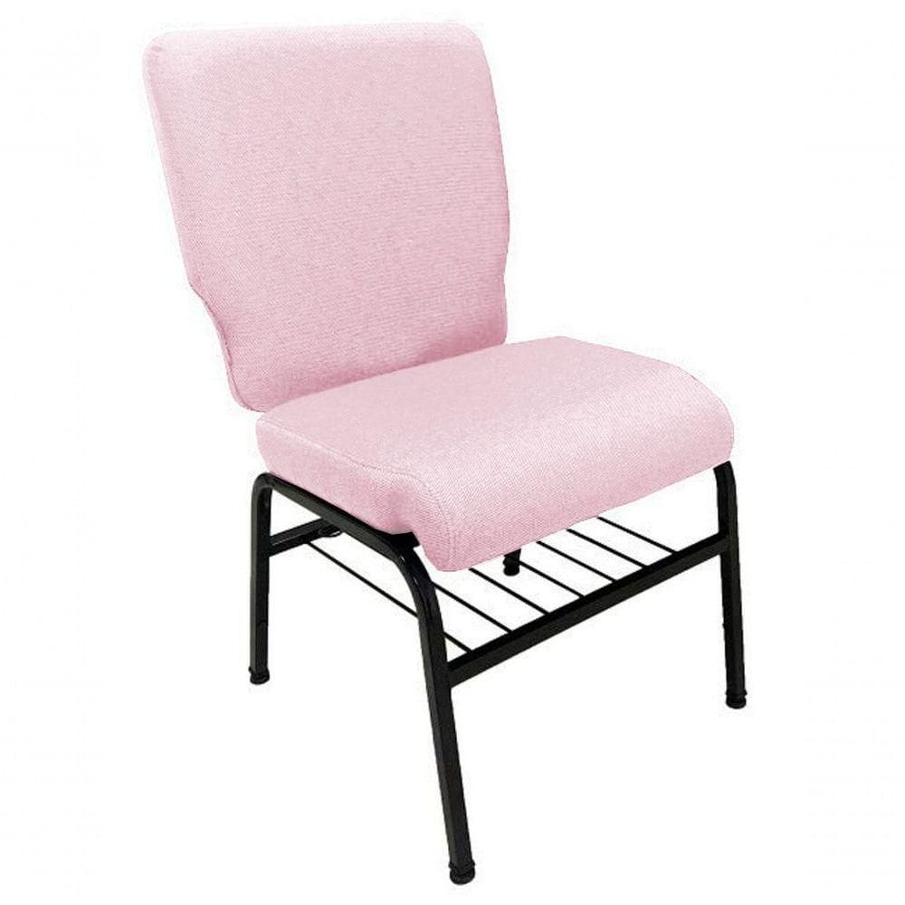 01 Cadeira Para Igrejas C/ Porta Biblía E Porta Cálice Rosa