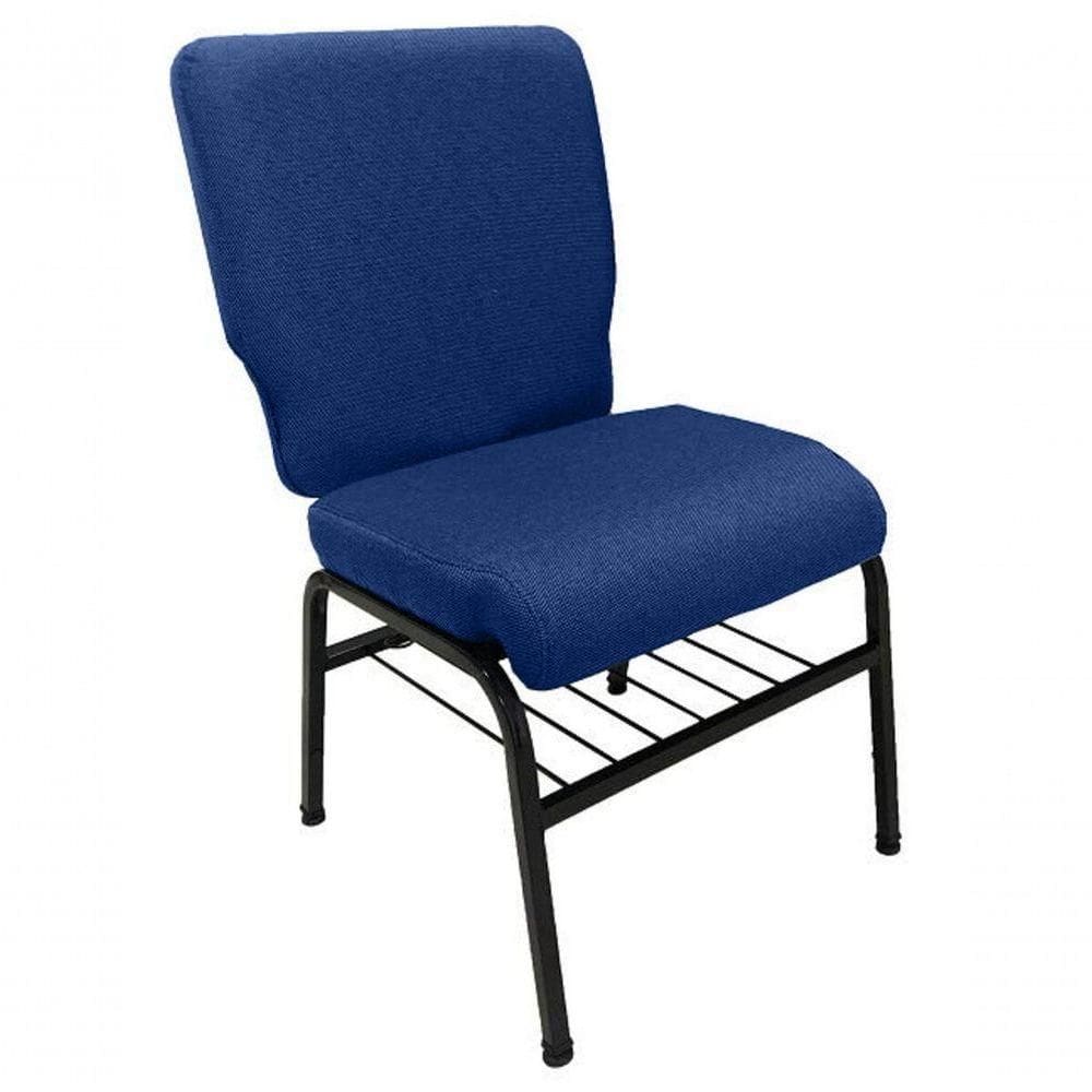 01 Cadeira Para Igrejas C/ Porta Biblía E Porta Cálice Azul