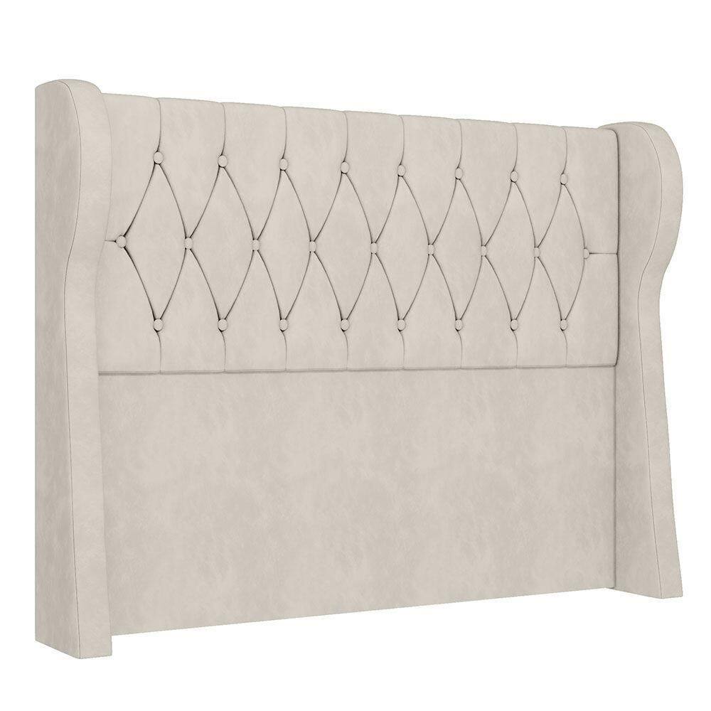 Cabeceira Casal Queen Cama Box 160cm Malva I02 Veludo Bege Mpozenato