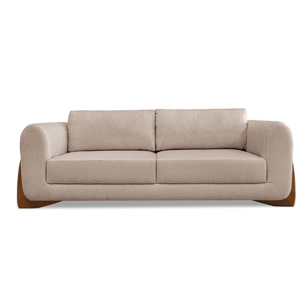 Sofá 2 Lugares Base De Madeira Clarissa 160 Cm Linho S04 - D`rossi Cor Areia