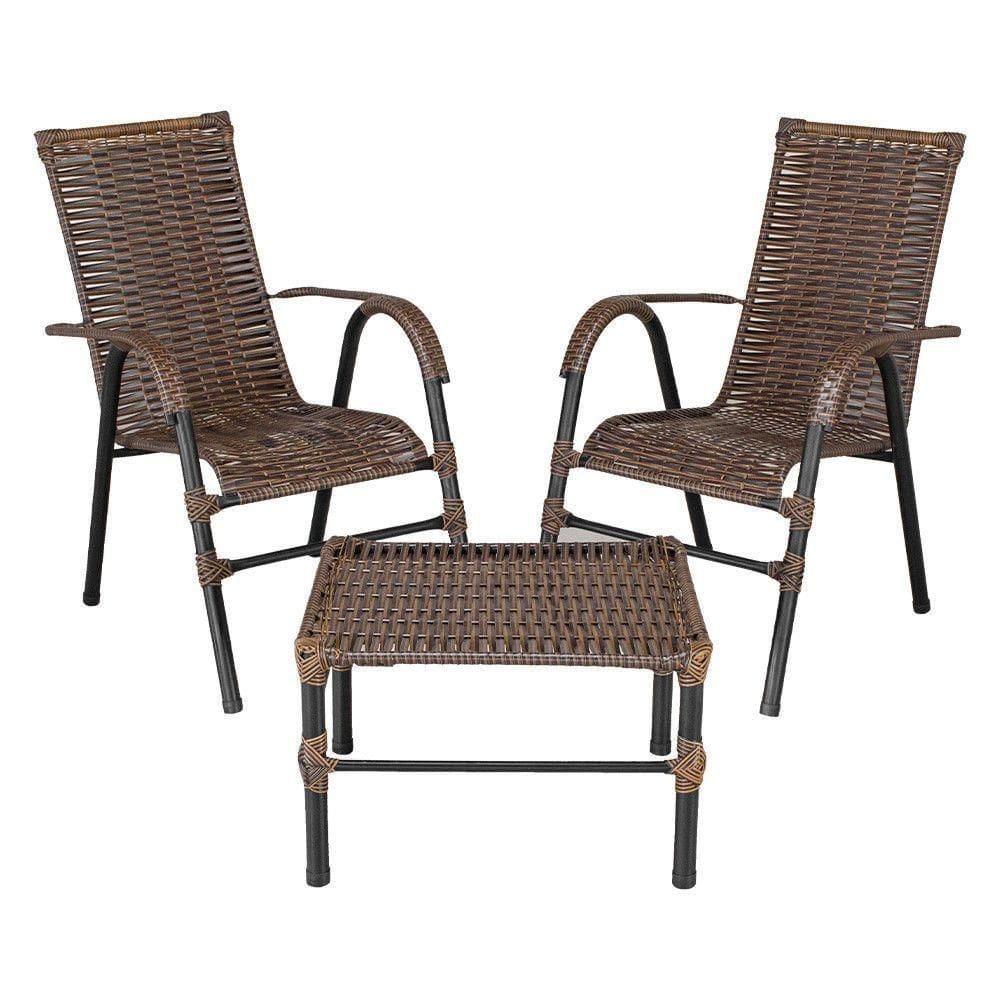 Conjunto De Mesa De Centro E 2 Cadeiras Bela Para área Externa Argila