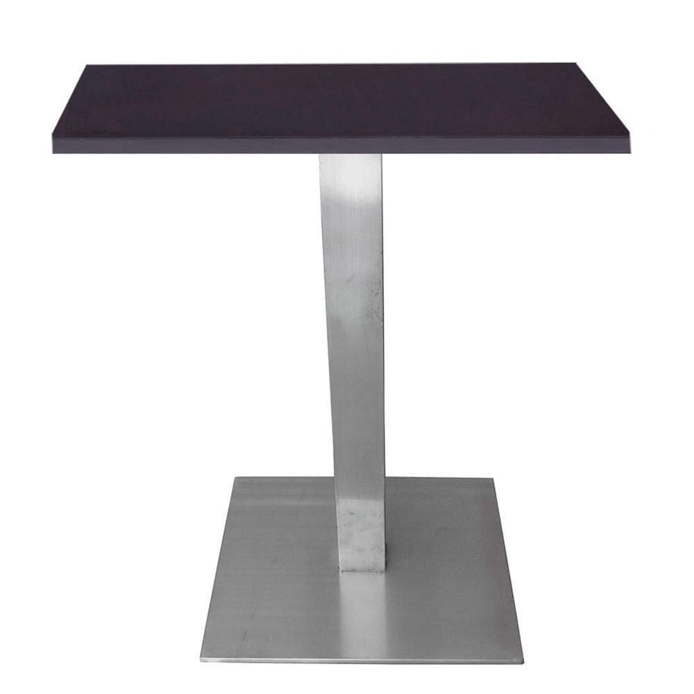 Mesa Alpha Inox 77,50 Cm (altura) Com Tampo Em Mdp Quadrado 80 Cm Preto
