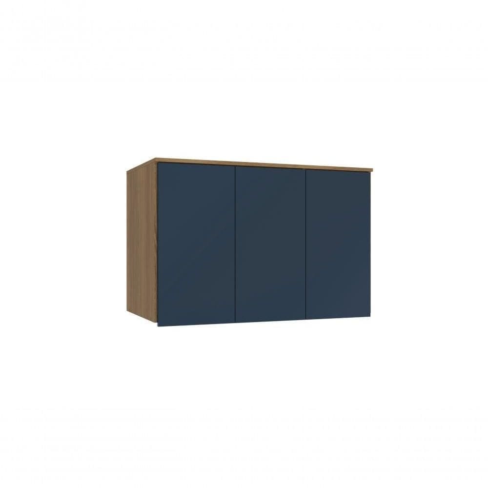 Armário Aéreo 3 Portas Kappesberg Adapt Nogueira/azul Profundo 105cm