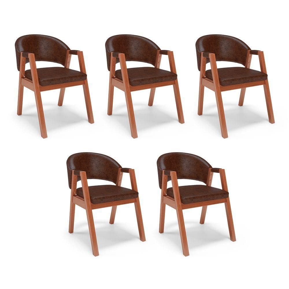 Kit 05 Cadeiras De Jantar E Living Anisha Estofada Couríssimo Whisky - Desk Design