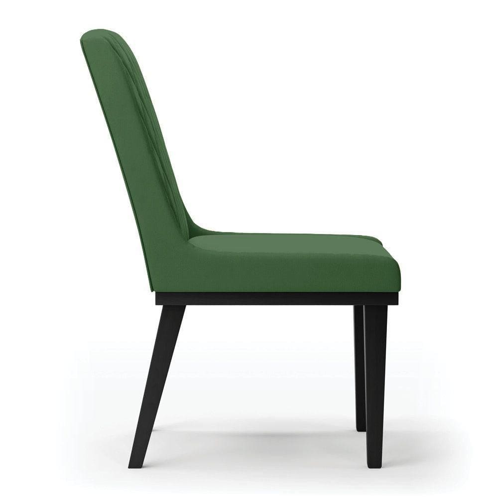 Cadeira Sala De Jantar Base Madeira Preto Kit 10 Sofia Suede D03 - D`rossi Cor Verde