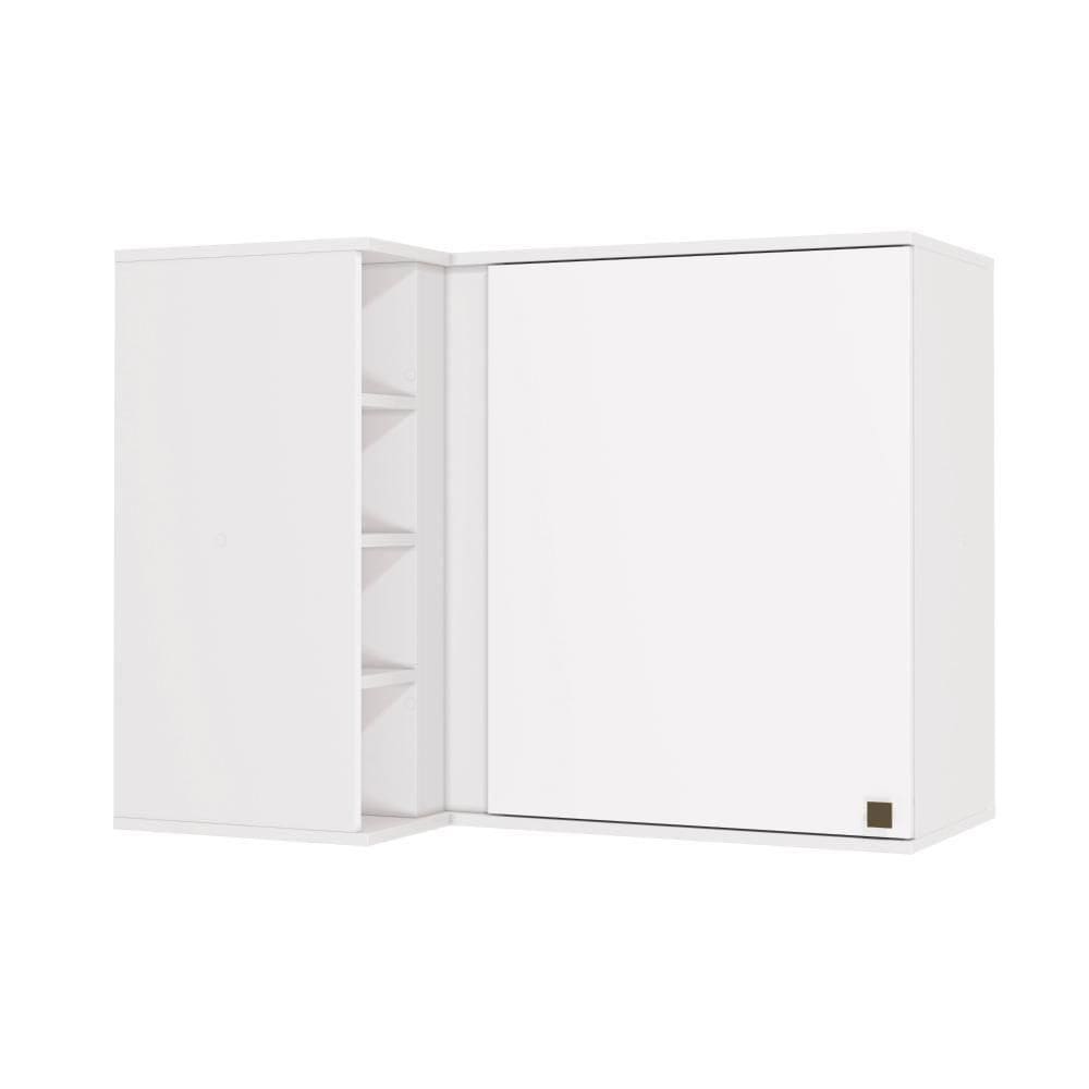 Armário Aéreo De Canto Reto Celeste Kappesberg 100% Mdf 1 Porta 4 Nichos Branco 98cm