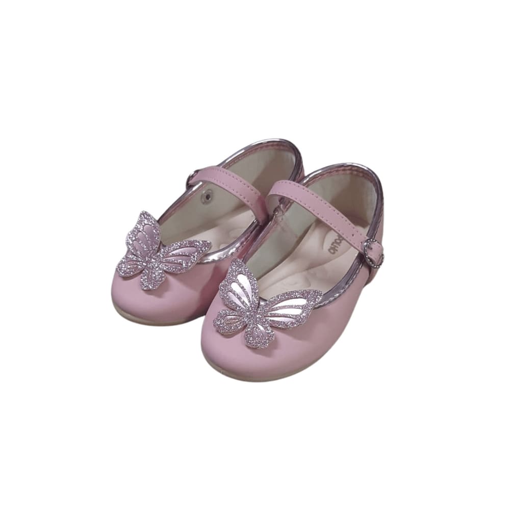 Sapatilha Pimpolho Borboleta Brilhante Rosa 22 Ao 27