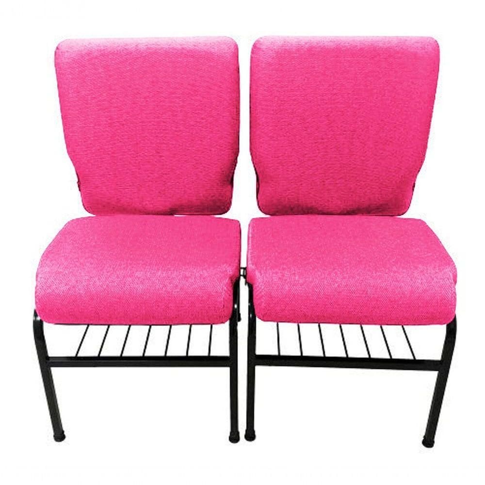 02 Cadeiras Para Igrejas C/ Porta Biblía E Porta Cálice Rosa