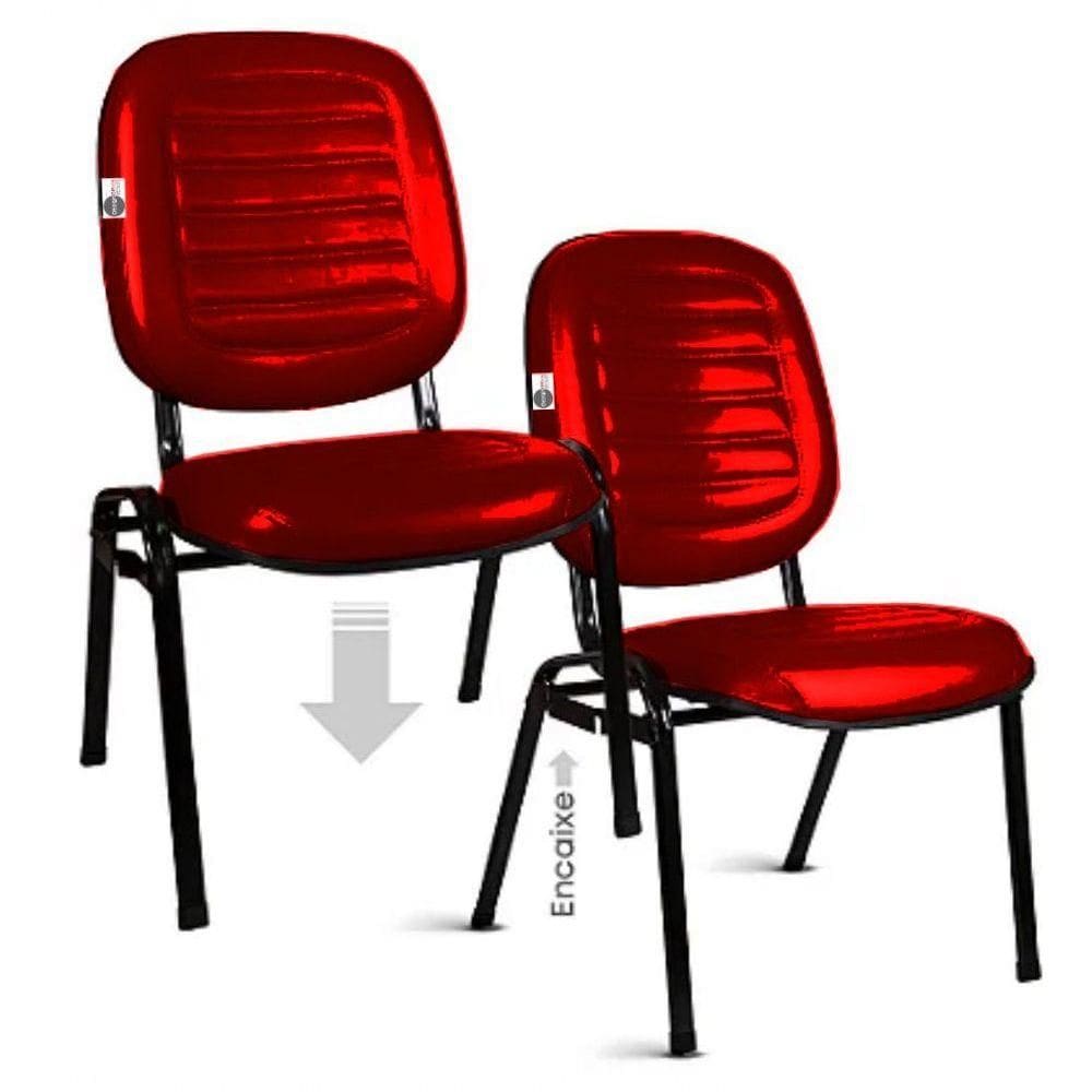 02 Cadeiras Empilhável Para Igrejas Evangélicas Linha Holy Vermelho