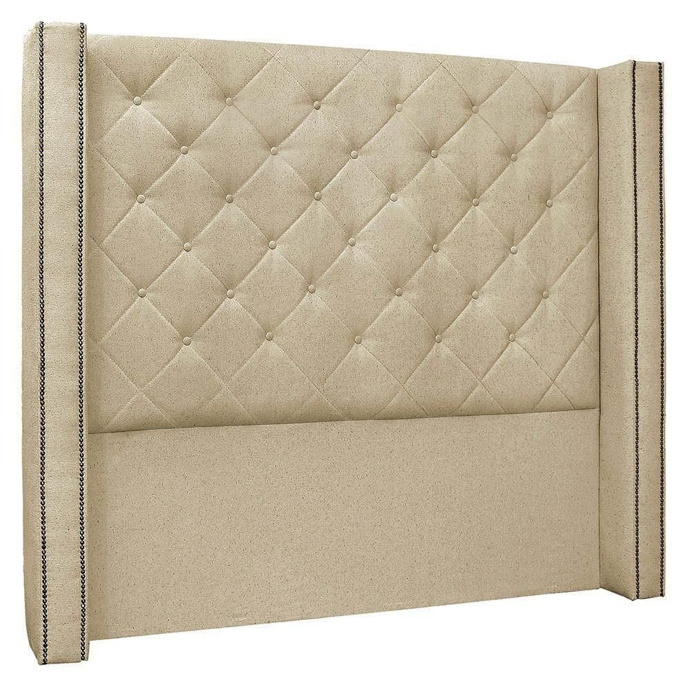 Cabeceira Casal King Cama Box 195cm Louise S06 Linho Dourado - Mpozenato