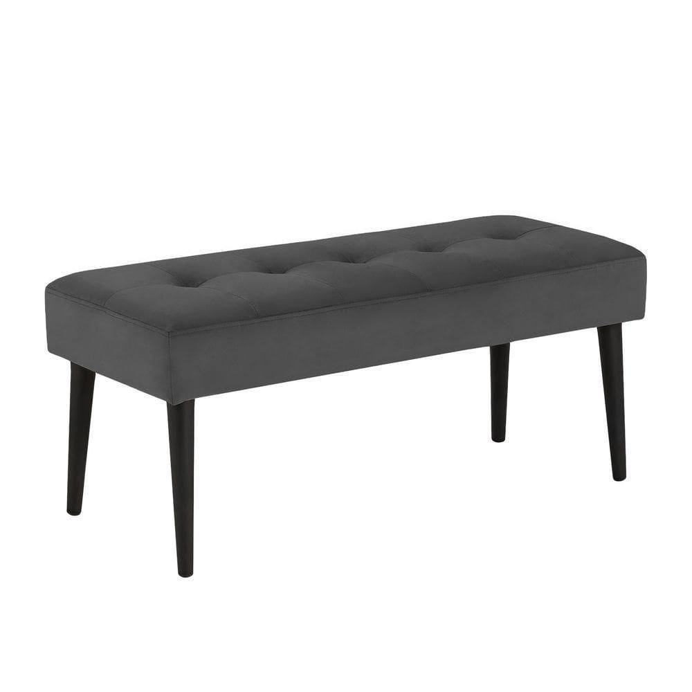 Banco Estofado Theo 1,40m Suede Grafite - Inova Decor