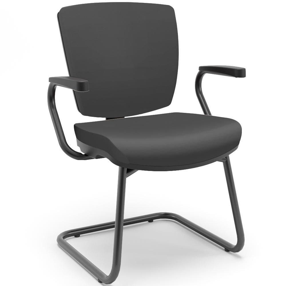 Cadeira De Escritório Fixa Executiva Office Preto Slim Baixa Flexi P03 Vinil Preto