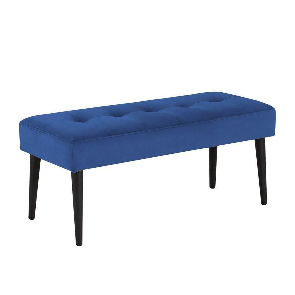 Banco Estofado Theo 1,60m Suede Azul Marinho - Inova Decor