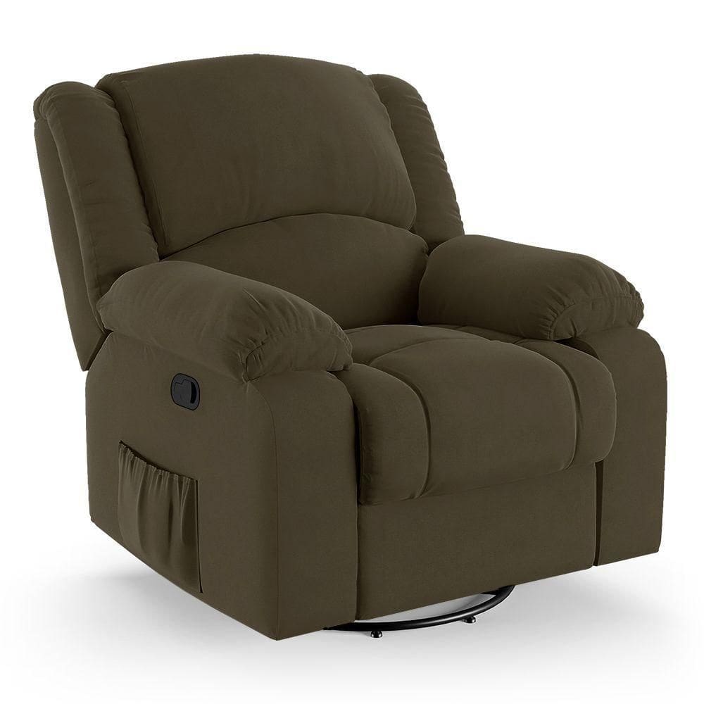 Poltrona Do Papai Reclinável Melim Glider Giratória Veludo Fh1 - D`rossi Cor Capuccino