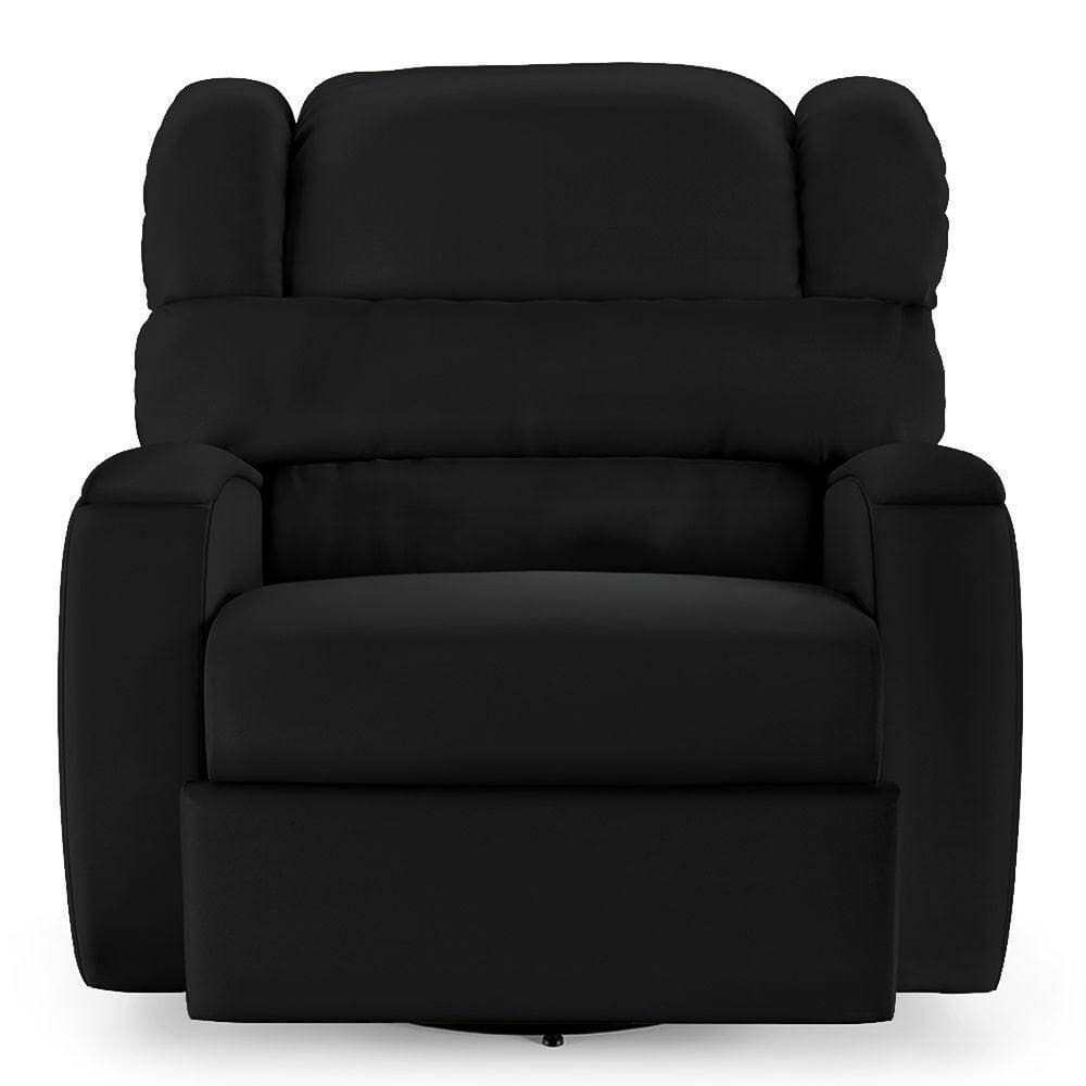 Poltrona Do Papai Sala De Cinema Reclinável Manchester Glider Manual Giratória Pu Preto