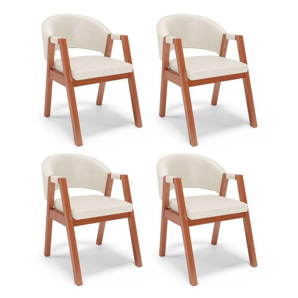 Kit 04 Cadeiras De Jantar E Living Anisha Estofada Couríssimo Bege - Desk Design