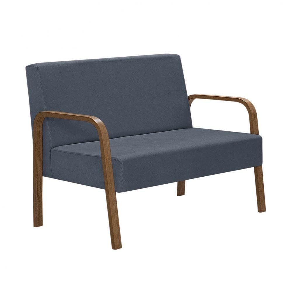 Poltrona 2 Lugares Luna Braço Madeira D Salla Suede