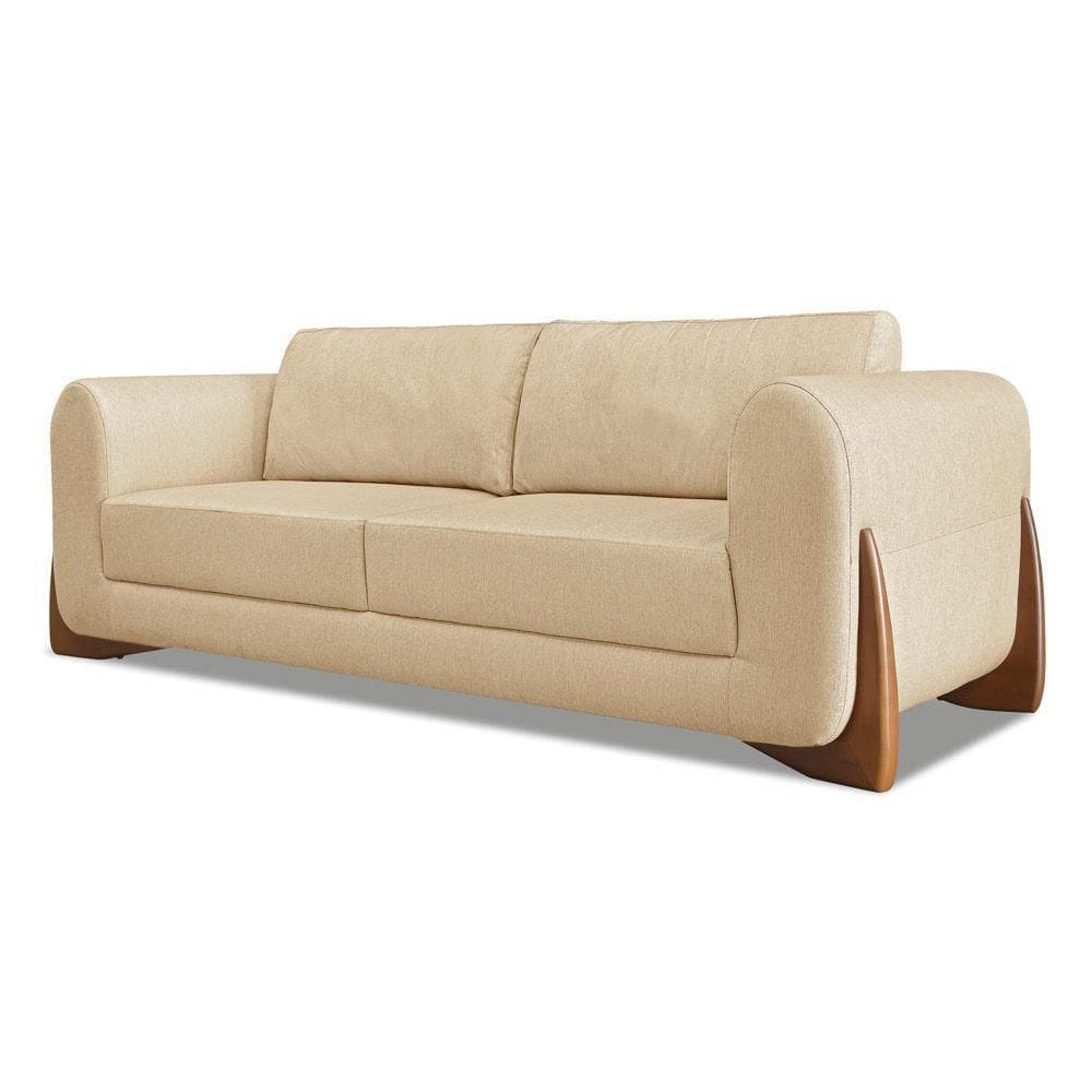 Sofá 2 Lugares Base De Madeira Clarissa 180 Cm Linho Dourado S04 - D`rossi