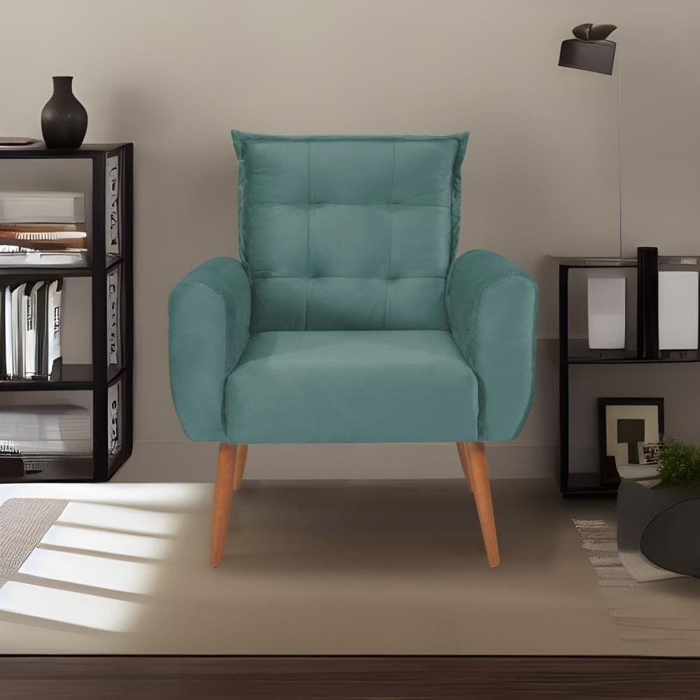 Poltrona Decorativa Para Dakota Veludo Matrix - Verde Agua Verde Agua