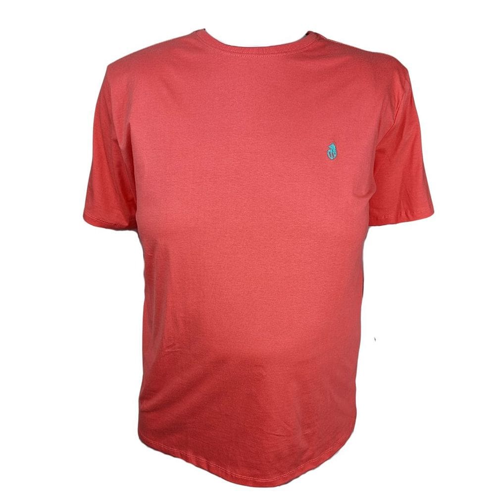 Camiseta Básica Masculina Plus Size G2 100% Algodão Laranja Coral Wolfgan