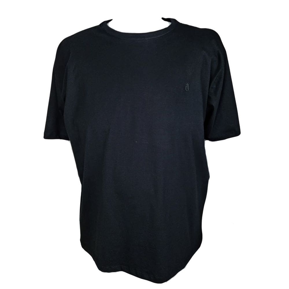 Camiseta Básica Masculina Plus Size 100% Algodão Preta Wolfgan