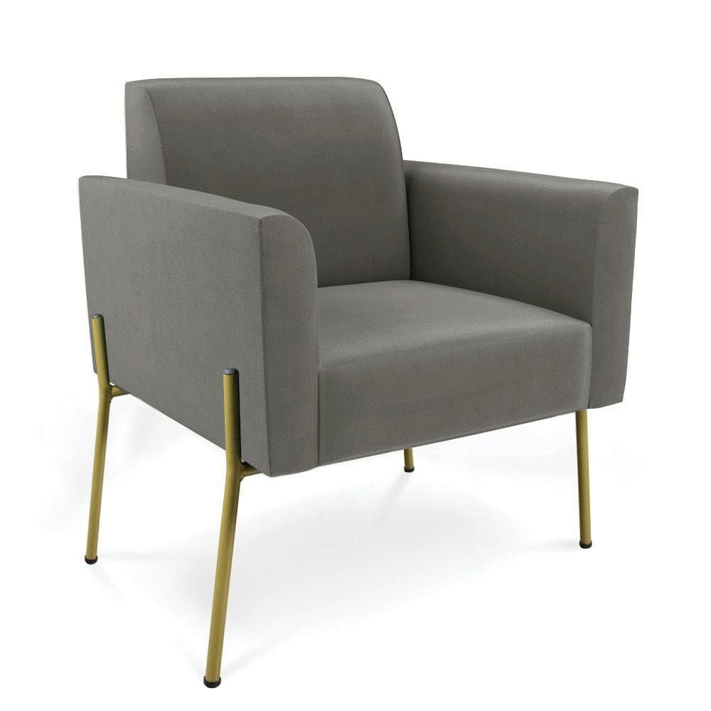 Poltrona Pé De Ferro Dourado Decorativa Marisa Suede D03 Grafite