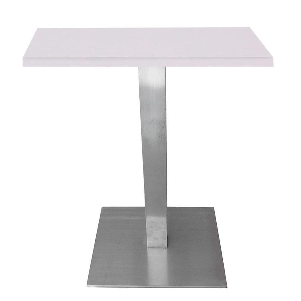 Mesa Alpha Inox 77,50 Cm (altura) Com Tampo Em Mdp Quadrado 60 Cm Branco