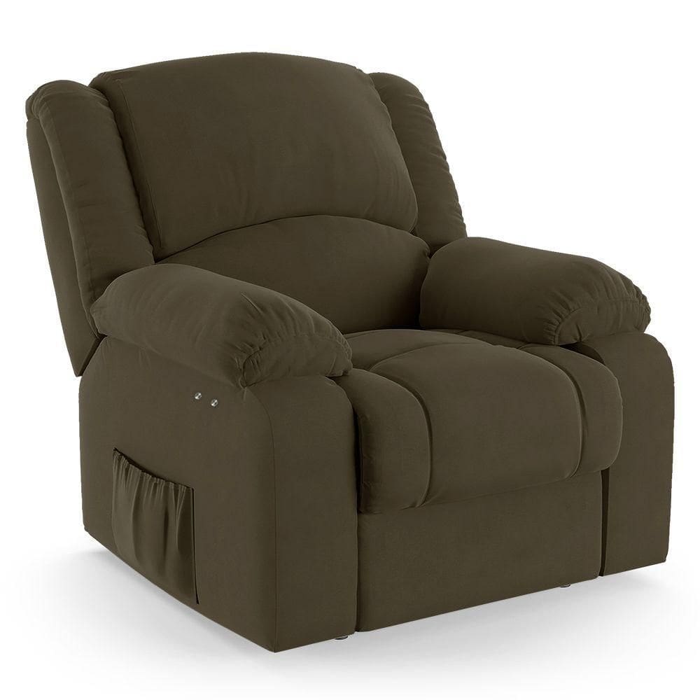 Poltrona Do Papai Reclinável Melim Power Touch Massagem Veludo Fh1 - D`rossi Cor Capuccino
