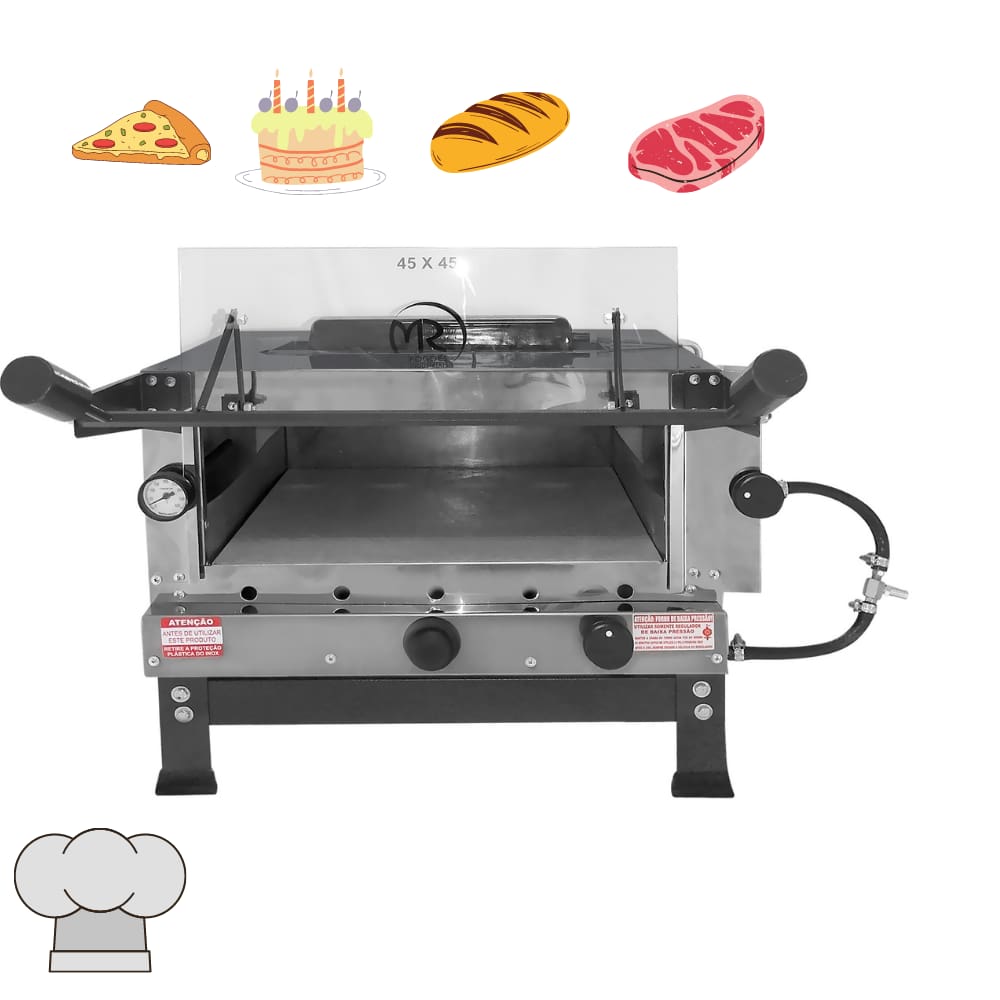 Forno de Pizza Industrial Grill de Mesa à Gás com Infravermelho 45x45cm MR Fogões
