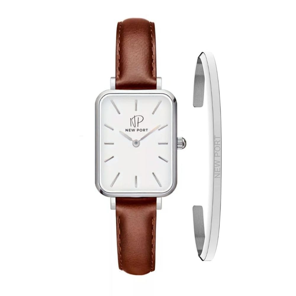 Relógio Quadrado Feminino Elegante + Bracelete Ajustável