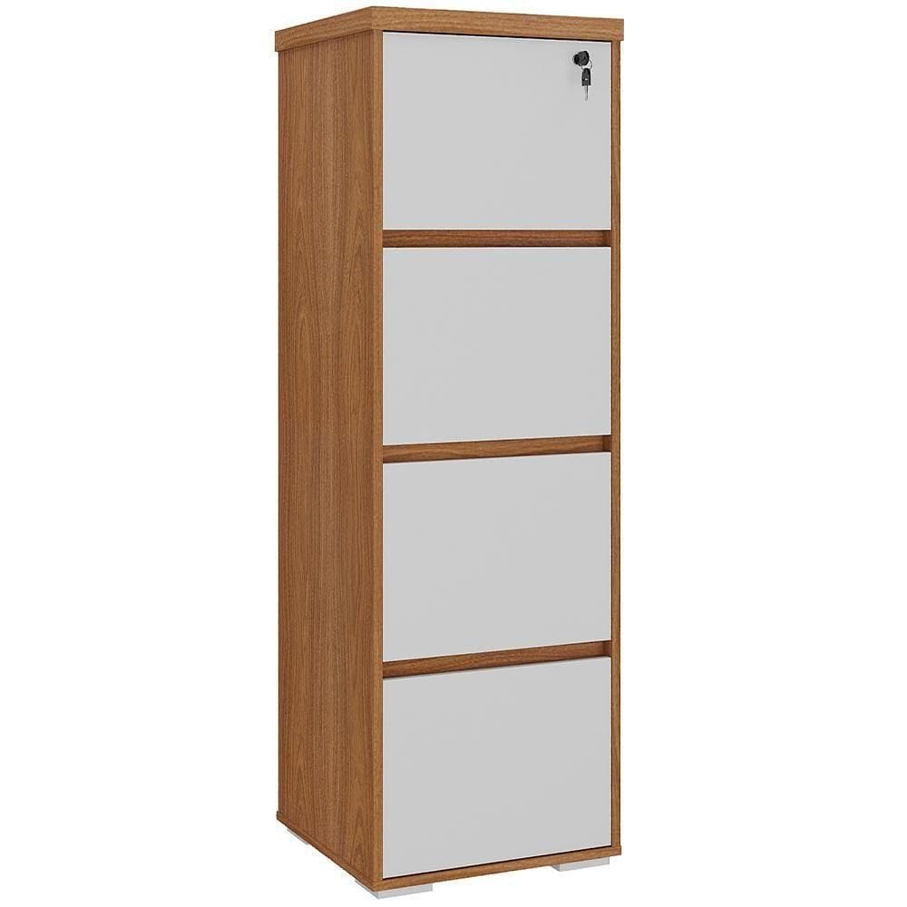 Armário Para Escritório Arquivo 04 Gavetas Com Chave Unik A02 Freijó Branco