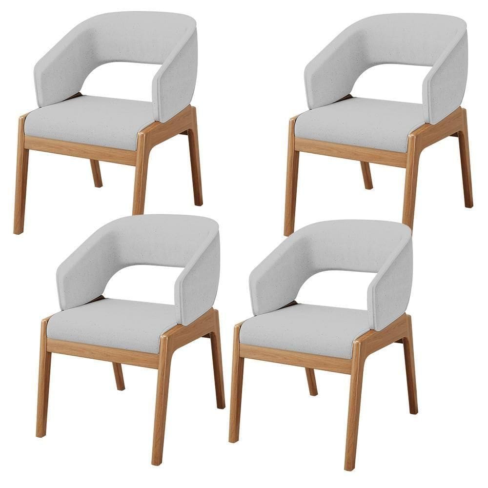 Kit 04 Cadeiras De Jantar E Estar Living Estofada Lince L02 Linho Cinza