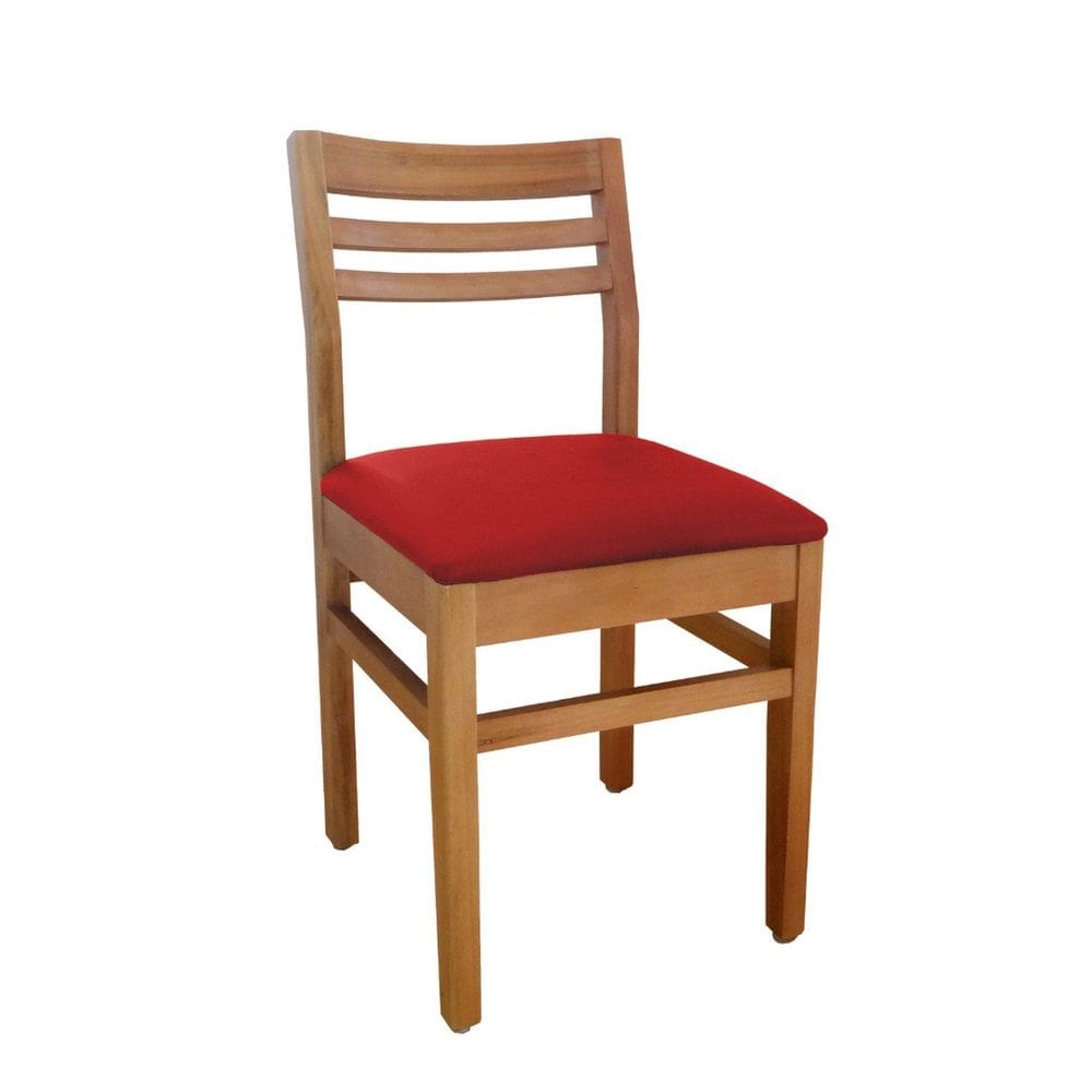 Cadeira Madeira Maciça para Sala de Jantar Diamante Madeira/Vermelho