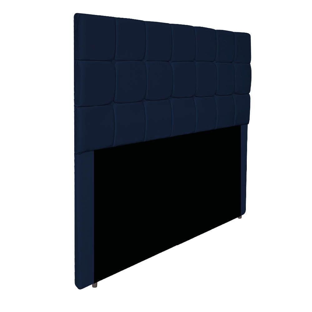 Cabeceira Estofada Manchester 140 Cm Casal Suede - Doce Sonho Móveis Cor Azul Marinho