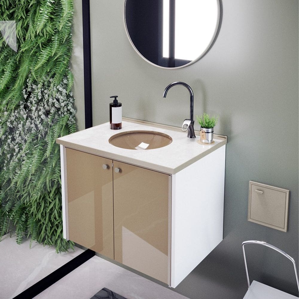 Gabinete Estruturado Fenix Marmo 60 Cm - 15 Mm Branco/Bege